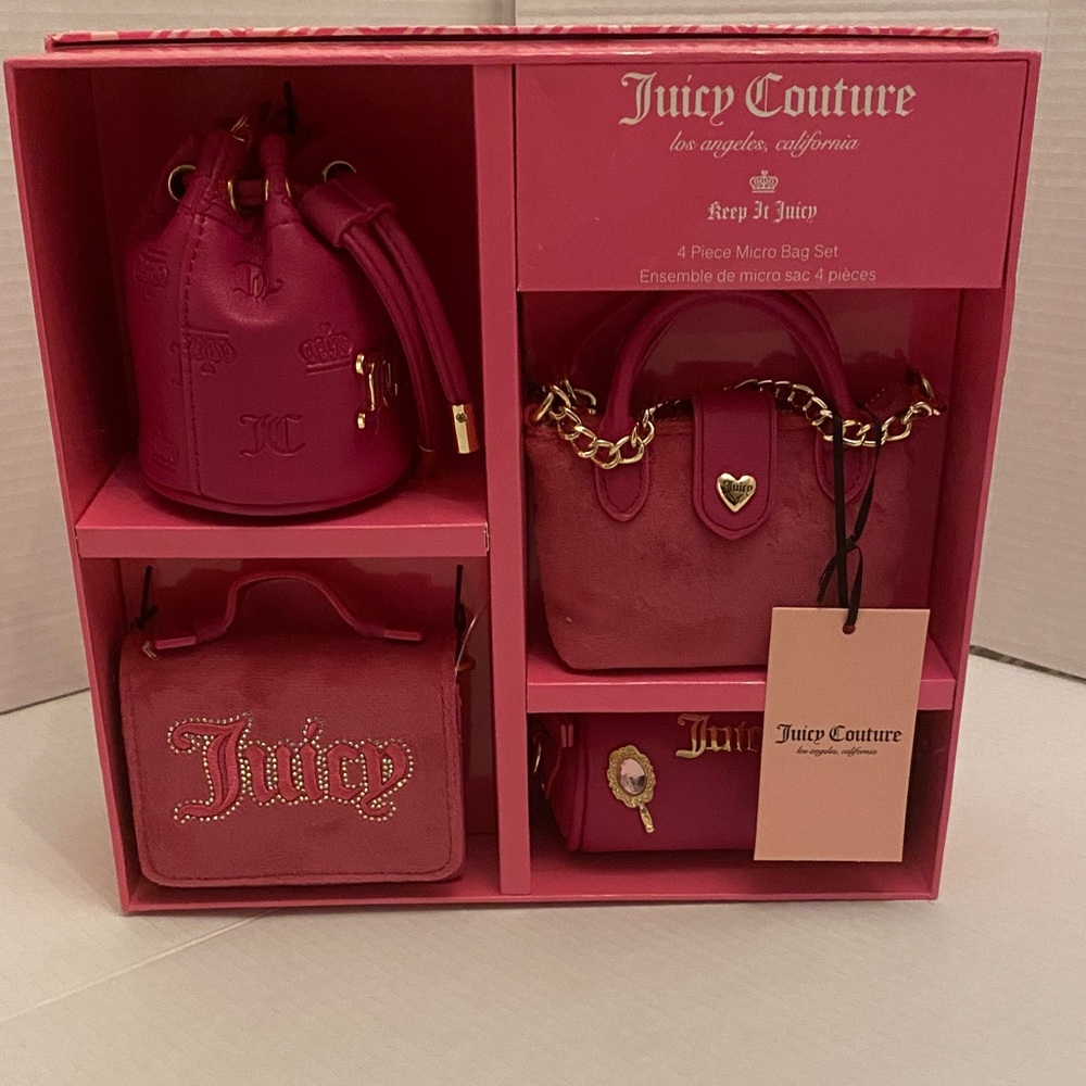 Juicy Couture 4-Piece Micro Bag Set Pink NIB
